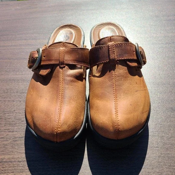 Crocs Cobbler 15513 Leather Clogs Heel Buckle Brown Slip On Women's Size… - Picture 5 of 12